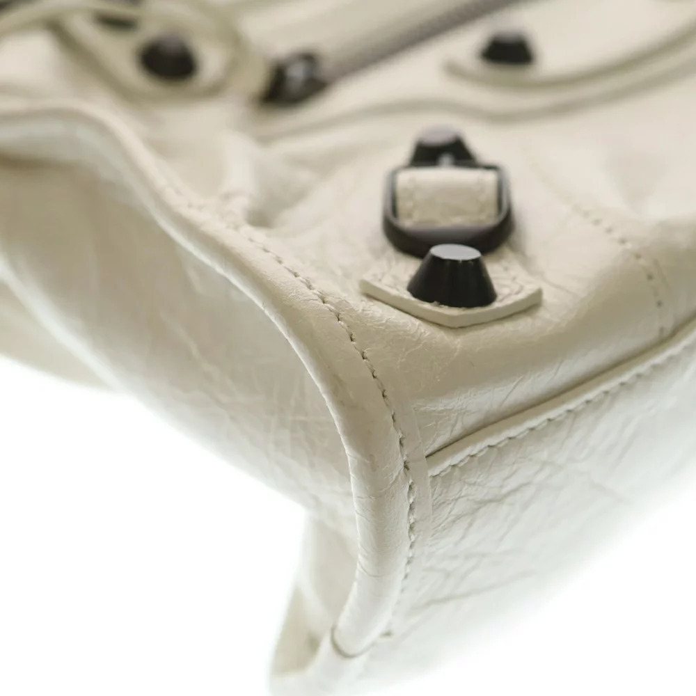 BALENCIAGA Le City Leather Handbag Shoulder Bag Bronze Tan White - Picture 5 of 6